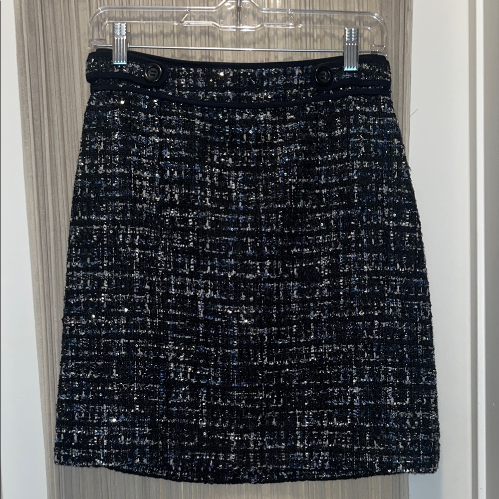 Ann Taylor Black and Blue Tweed Skirt